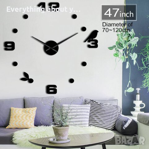 3Д часовник за стена с лепящи цифри, снимка 2 - Стенни часовници - 37633500