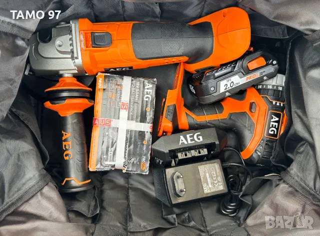 Нов комплетк от ъглошлайф AEG BEWS 18-125X и винтоверт AEG BSB18C2, снимка 12 - Винтоверти - 50232216