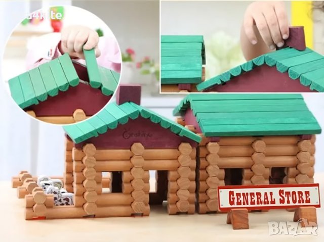Дървена ферма с магазин конструктор 170 части / горска кабина, снимка 2 - Образователни игри - 42512730