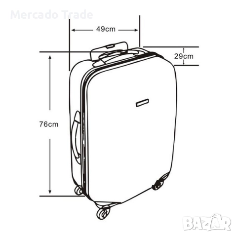 Куфар с колелца Mercado Trade, Релефен, 87л., Сив металик, снимка 7 - Куфари - 52239844