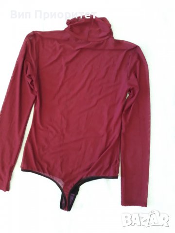 Вишнево луксозно боди ефирно прозрачно секси със закопчаване в долната част , дълъг ръкав , поло., снимка 11 - Корсети, бюстиета, топове - 37344327