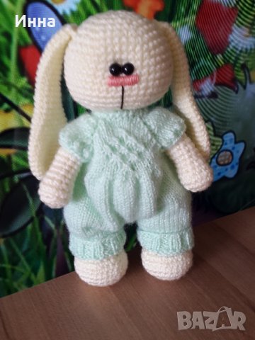 Плетена играчка Заек-Беби, Плетени, ръчно изработени, прекрасен подарък, снимка 3 - Плюшени играчки - 38318925