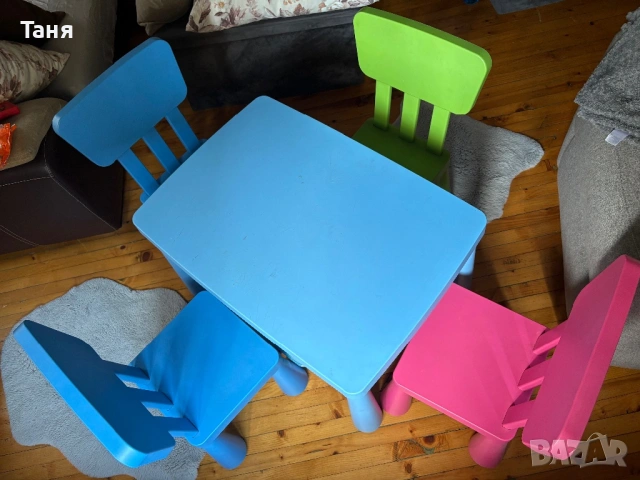 Масичка и 4 стола Mammut Ikea
