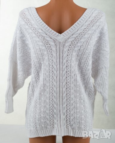 Бял дамски пуловер с памук марка MKM Knitwear, снимка 2 - Блузи с дълъг ръкав и пуловери - 31410563