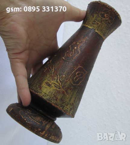 Дървена ваза, стара, снимка 12 - Вази - 40211744