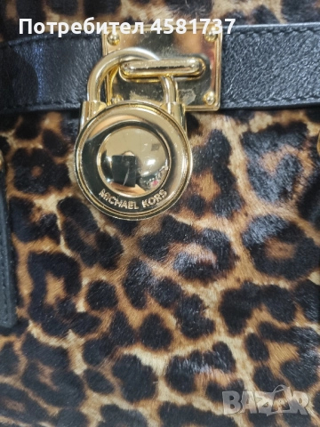 Чанта Michael Kors Rare Hamilton Traveler Leopard Calf Hair Satchel, снимка 4 - Чанти - 52105831