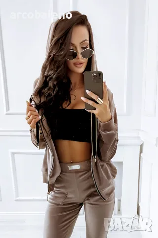 Caramel Моден дамски комплект от две части от кадифе, 3цвята , снимка 14 - Комплекти - 48775327