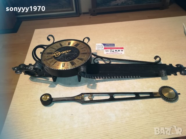 часовник с махало от ковано желязо-70х20см-внос швеицария, снимка 2 - Колекции - 30143549