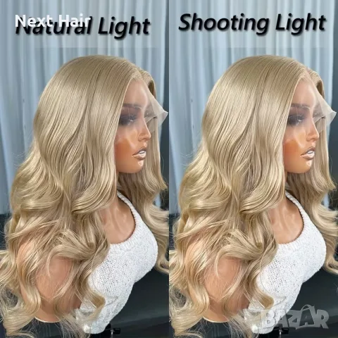 Пепеляво руса Ash Blonde перука с лейс фронт 13×4 - меки вълни, снимка 4 - Аксесоари за коса - 56003437