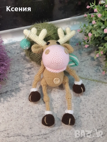 Елен с топка, Ръчно изработена, Плетена играчка, снимка 9 - Плюшени играчки - 52063831
