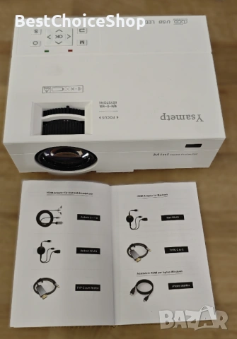Мини мултимедиен проектор ysametp, full hd, 10000 lumens, hdmi, vga, usb, дистанционно, снимка 5 - Плейъри, домашно кино, прожектори - 54102694