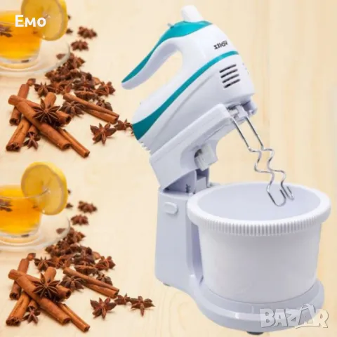 Миксер с купа, 500W, 5скорости, Бял/ Син, снимка 5 - Миксери - 47561405