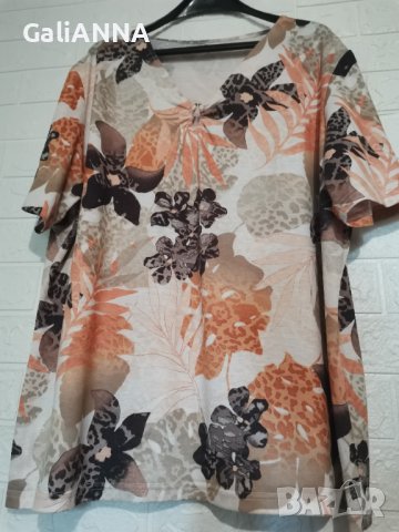 СТРАХОТНА ТУНИКА С ЦВЕТЯ РАЗМЕР 3XL-4XL, снимка 2 - Туники - 38097874