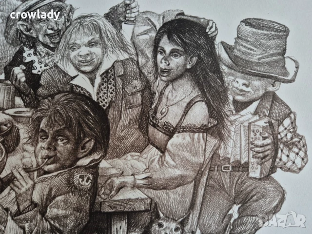 РОБЕРТ БАРЪМОВ 1966 - 2021 Снежанка II 2016г. литография суха игла, снимка 3 - Картини - 50779720