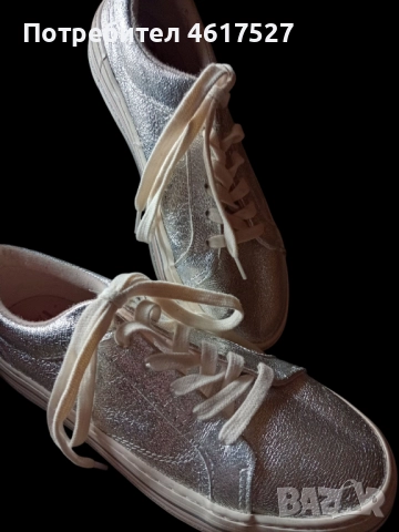 Сребристи дамски маратонки Zara, снимка 2 - Маратонки - 52084474