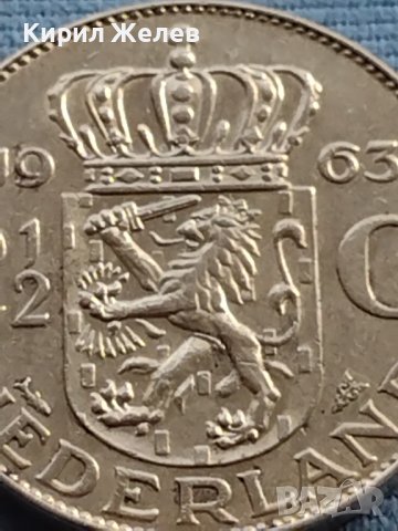 Сребърна монета 2 1/2 гулдена 1963г. Кралица Юлиана Нидерландска 29627, снимка 4 - Нумизматика и бонистика - 42755303