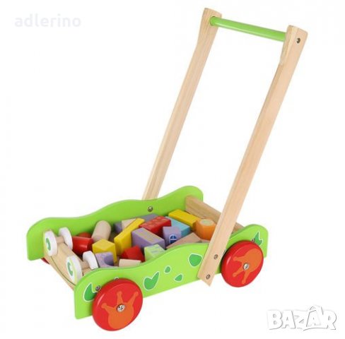 Детска игра, Дървена количка с блокчета, игра дървен конструктор, снимка 2 - Играчки за стая - 34394716