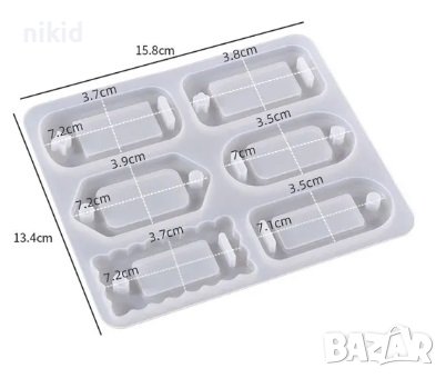6 вида таг тагове табели правоъгълни ключодържател силиконов молд форма смола, снимка 5 - Форми - 42359450