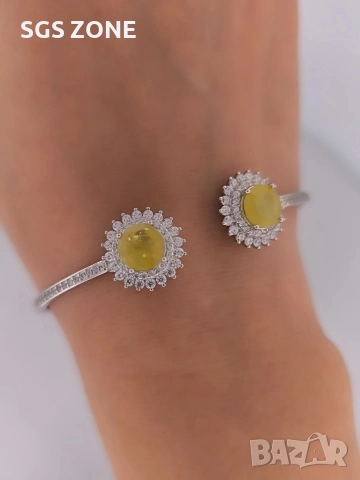 Стилна сребърна гривна с жълт сапфир