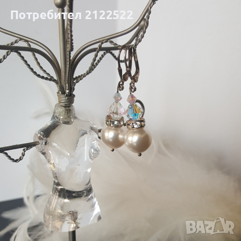 Висящи обеци с кристали или перли Сваровски., снимка 1 - Обеци - 36407420