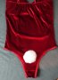 S секси червено кадифено боди с бяла пухкава заешка опашка, снимка 6