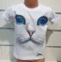 Нова детска тениска с 3D принт Котка със сини очи, снимка 5