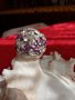 Масивен, маркиран сребърен пръстен с аметисти и циркони, снимка 1 - Пръстени - 36690286