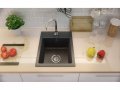 Гранитна Мивка за Кухня модел РИГА графит - Антибактериална Цвят Черно Кухненска мивка , снимка 9