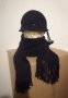 Нов комплект черна шапка с шал Вълна и ангора, снимка 2