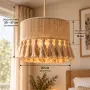 Бохо макраме лампа с пискюли – екрю, 30 см, снимка 3