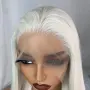 Платинено руса Lace Front перука - дълга права коса 80 см, термоустойчива, дантела 13×4, снимка 7