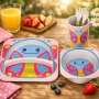 Детски комплект за хранене 5 части Cheffinger – чиния, купичка, чаша, лъжица и вилица, снимка 1