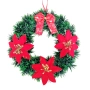 6134 Коледен венец за врата с червени цветя и панделка, 27 см, снимка 5