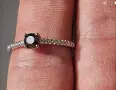 СРЕБЪРЕН ПРЪСТЕН С ЕСТЕСТВЕН ЧЕРЕН ДИАМАНТ (АФРИКА), снимка 4