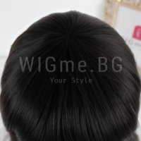 Средна дължина права черна перука с бретон Аделина, снимка 5 - Аксесоари за коса - 38000734