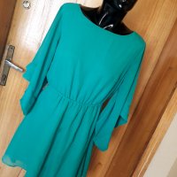 Тюркоазено-зелена феерична ефектна къса рокля Л, снимка 2 - Рокли - 33870162