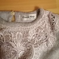Топъл и мек мохерен пуловер с дантела, M-L, снимка 2 - Блузи с дълъг ръкав и пуловери - 40389984