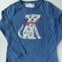 синя блузка с коте, снимка 2 - Детски тениски и потници - 37542086