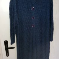 Дълга плетена дамска жилетка тъмно синя, снимка 7 - Жилетки - 31055532