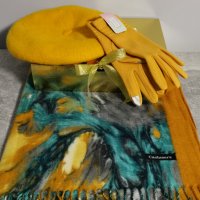 Комплект съдържащ кашмирен шал, барета , ръкавици и луксозна кутия, снимка 5 - Шалове - 35017695