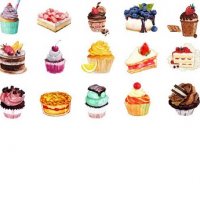 50 бр кексче торта крем десерти самозалепващи лепенки стикери за украса декор картонена торта ръчна , снимка 2 - Други - 30004768