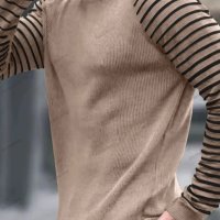 Мъжки рипсен пуловер с ръкави на райе, 3цвята - 023, снимка 3 - Пуловери - 39783112