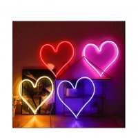 Светещо сърце, нощна лампа, Led неон, USB, 36.3x29 cm, снимка 1 - Лампи за стена - 38168543