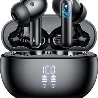 Aoslen Безжични слушалки, Bluetooth 5.3 IPX7 водоустойчиви черни, снимка 1 - Bluetooth слушалки - 44168599