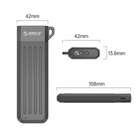 Orico външна кутия за диск Storage - Case - M.2 NVMe M-key 10 Gbps Space Gray - MM2C3-G2-GY, снимка 2 - Външни хард дискове - 44783178