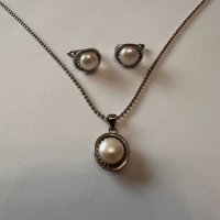 Комплект  сребро и перли, снимка 5 - Бижутерийни комплекти - 44156566