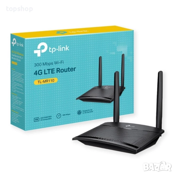 Чисто нов в целофан! TP-Link TL-MR110 4G LTE WiFi рутер N300Mbps, 4G CAT4 скорост до 150Mbps, SIM..., снимка 1