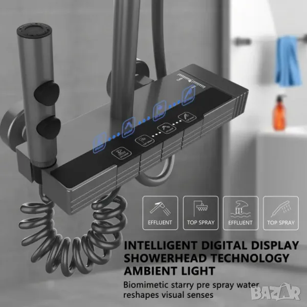 🚿✨ ЛУКСОЗНА ДУШ СИСТЕМА С LED СВЕТЛИНА И ЦИФЕРБЛАТ ЗА ТЕМПЕРАТУРА – САМО ЗА 219.99 ЛВ! ✨🚿, снимка 1