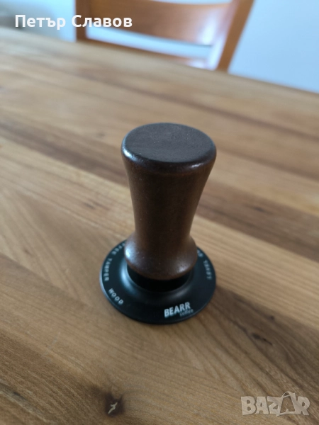 Тампер 58мм, дървена дръжка, оребрен , снимка 1