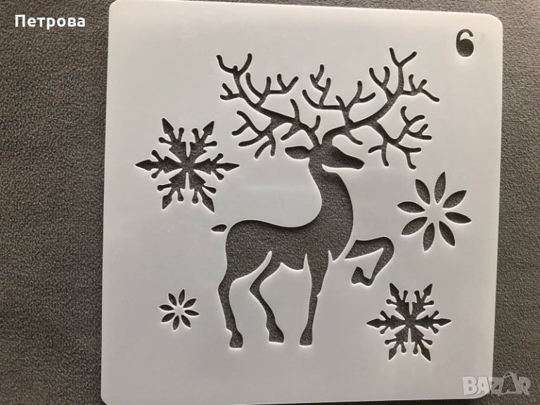 Коледен шаблон – елен и снежинки, снимка 1